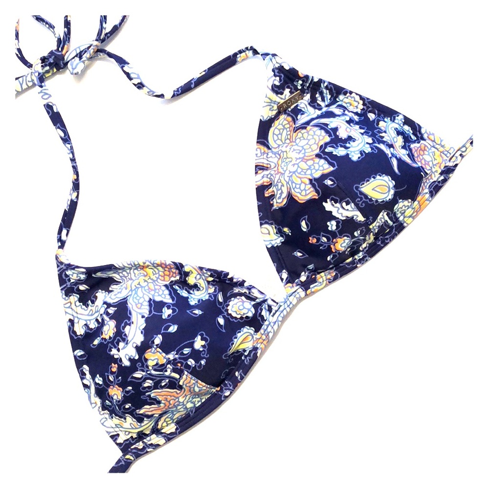 ROXY blue floral swim top